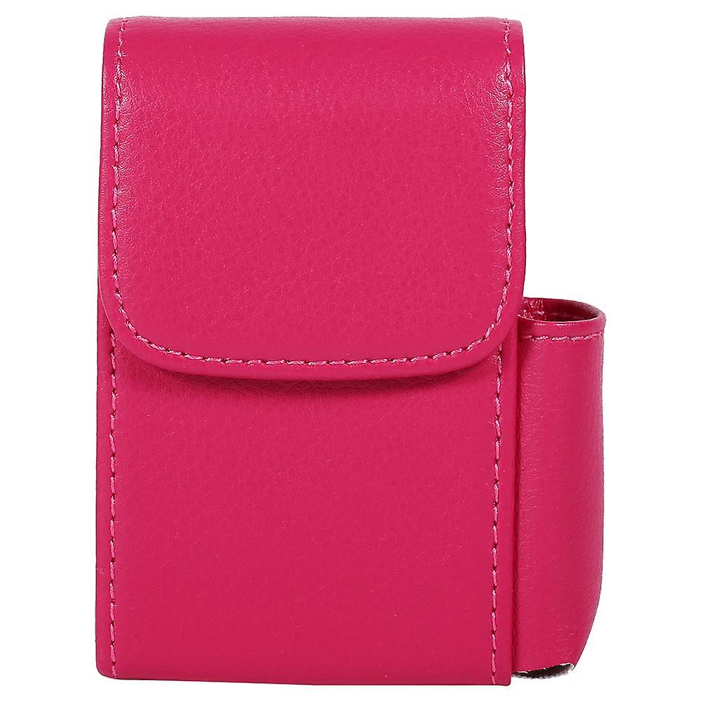 Portable Cigarette Case PU Leather Tobacco Pouch Lighter Holder Storage Box Container Rose Red