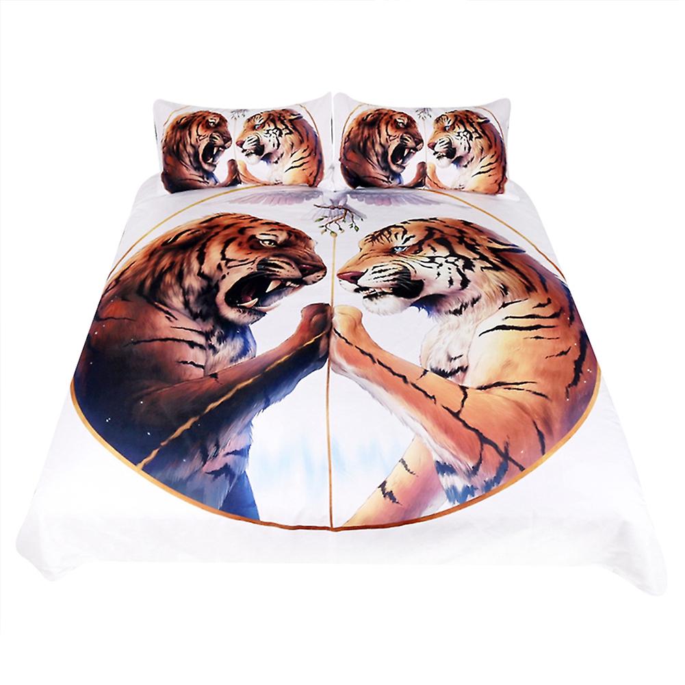 3pcs\/set Animal Tiger Pattern Duvet Cover Pillow Cases Soft Bedding Set (US Queen)
