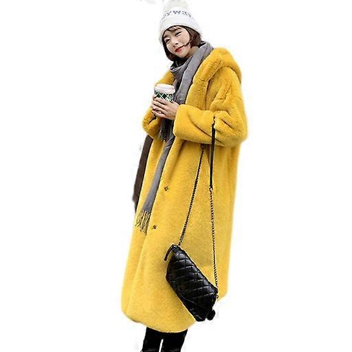 Long Women's Warmth Fur Button Coat