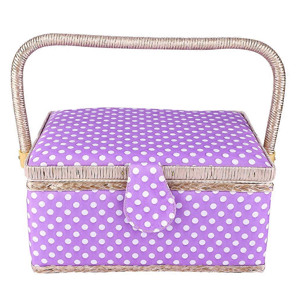 Handmade Sewing Basket Household Fabric Craft Thread Needle Storage Box Organizer Flip Type
