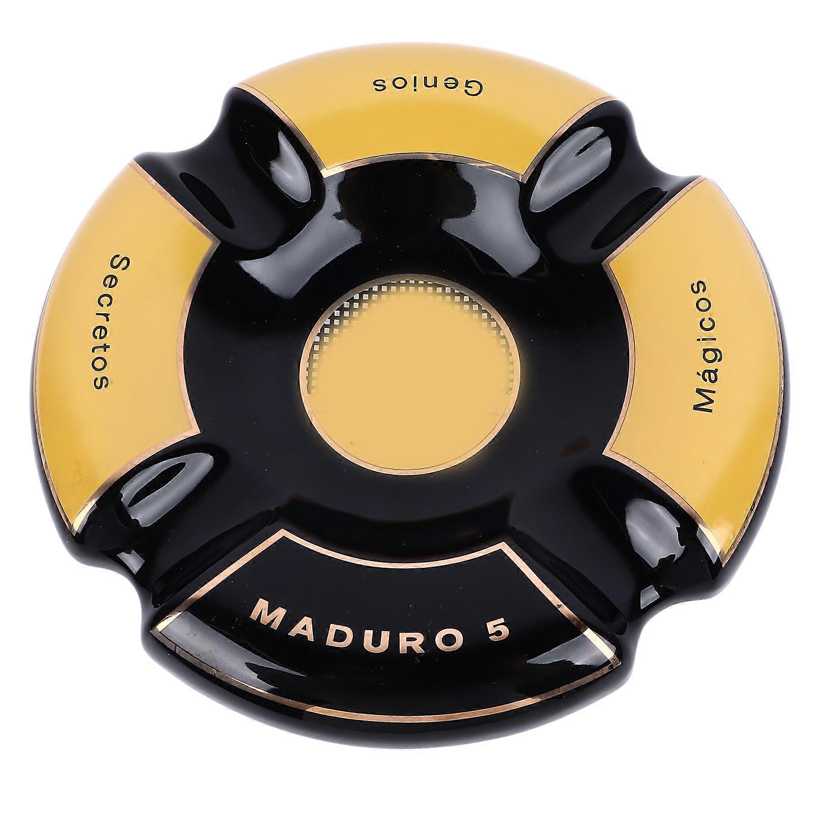 Ceramic Cigar Ashtray Waterproof 4 Slot Cigar Holder Round Cigar Ashtray Cigar Accessories for Indoor Outdoor Use