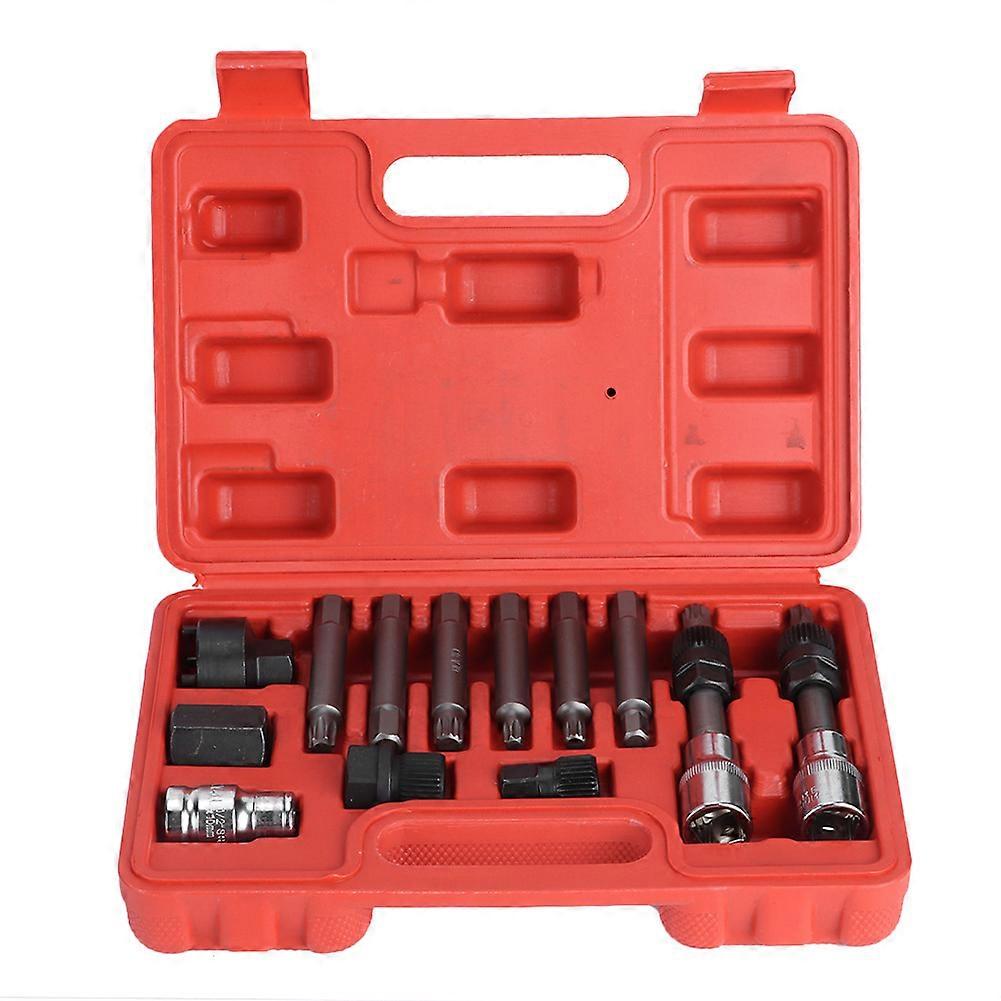 13Pcs/Set Alternator Freewheel Pulley Removal Socket Bit Garage Service Tool Kits Fit for Ford NO.22419