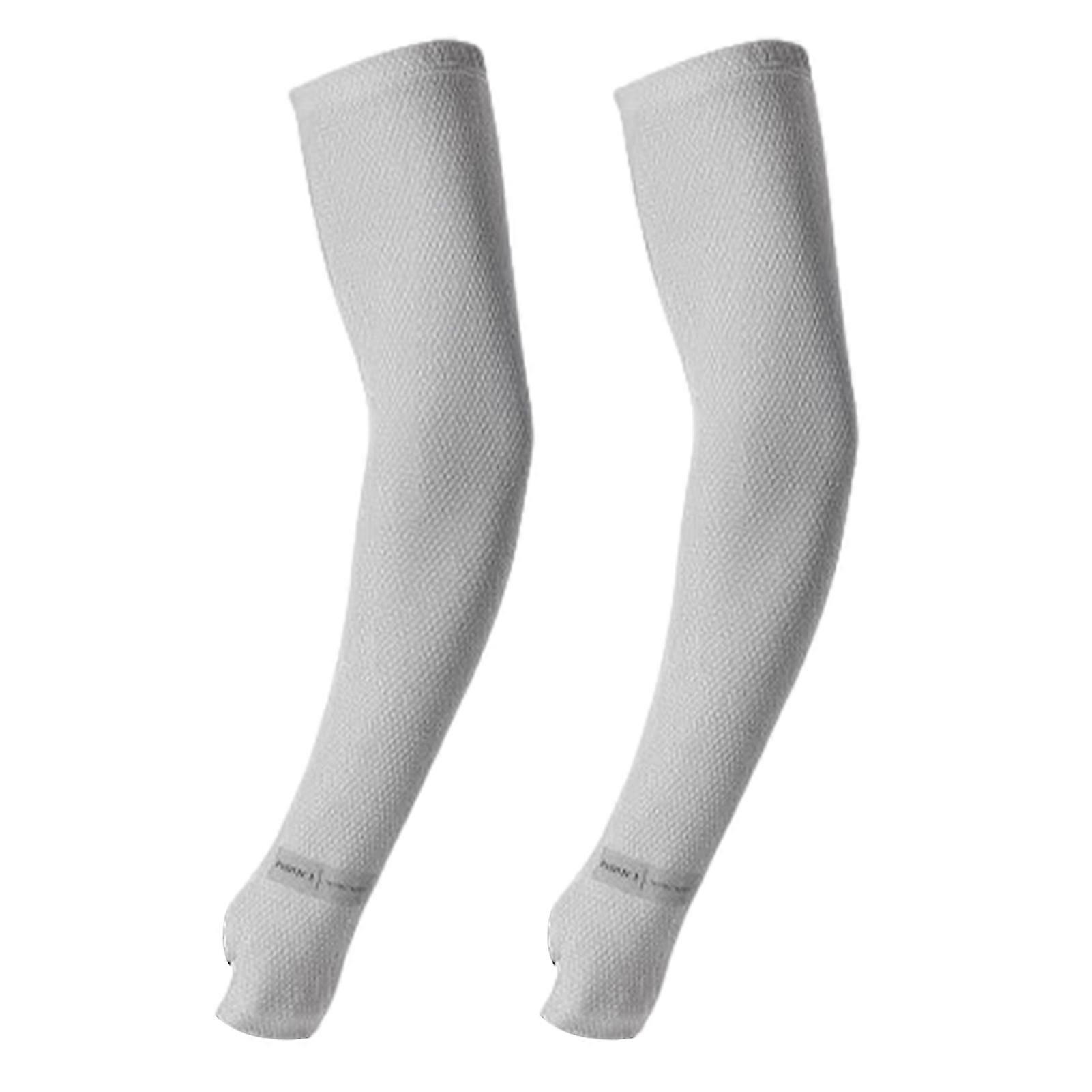1 Pair Men Ice Silk Sleeves Thin Anti-UV Sun Protection Solid Color Quick-drying High Elasticity Anti-slip Cycling Outdoor Fishing Cooling Arm Sleeves