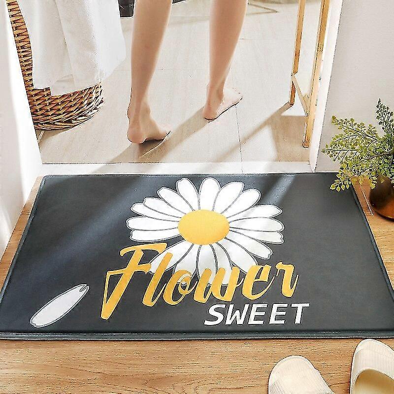 Jianghuo Daisy Print Home Badematte Rutschfester Badezimmerteppich Weiches Korallenfleece Memory Foam Teppich Matte Küche WC Bodendekoration