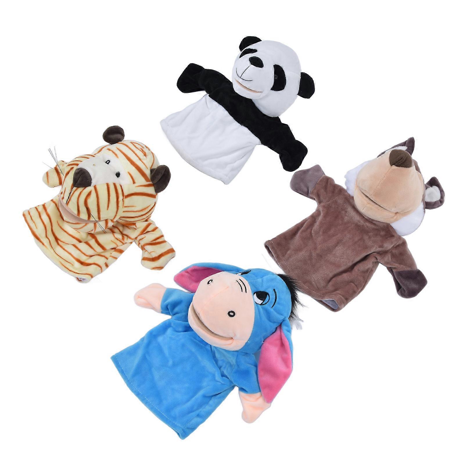 Animal Hand Puppets Set with Movable Mouth for Parent-Child Interaction - 4pcs