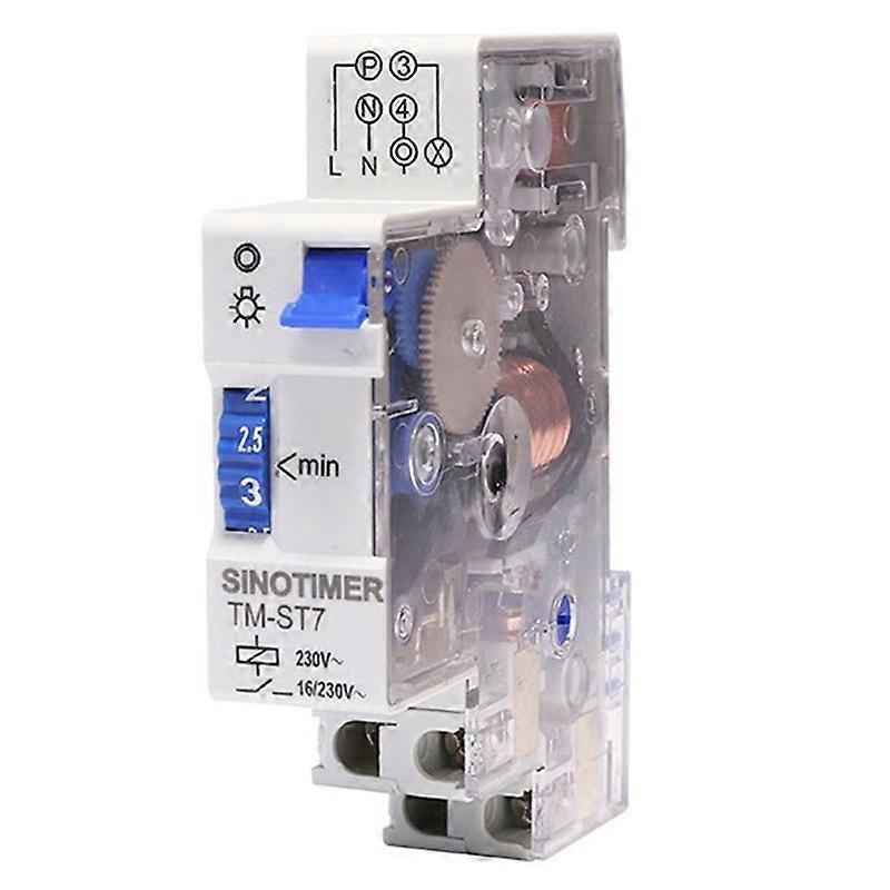 TM-ST7 220V AC 7 Minutes Mechanical Timer 18Mm Single Module Din Rail Staircase Timer Time Switch