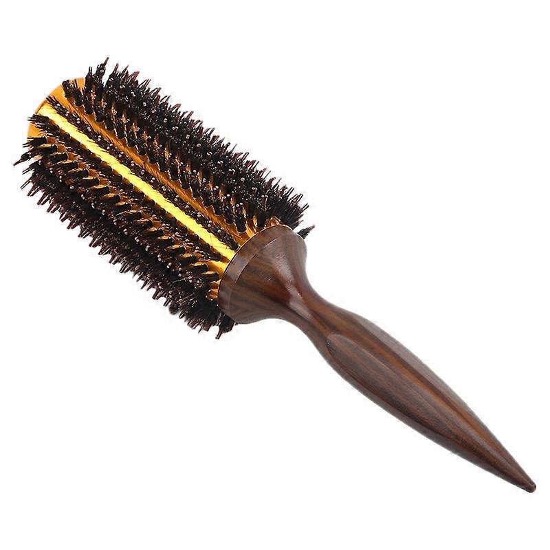 Peigne à cheveux en sergé droit Brosse à rouler en poils de sanglier naturel Round Barrel Blowing Curling DIY Hairdressing Styling Tool
