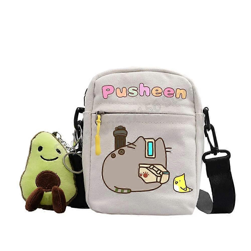 Pusheen Girls Square Packs Διαγώνιες τσάντες Κινούμενα σχέδια Anime Φιγούρες Fat Cats Λευκός ώμος Cross-body Casual Τσάντες καμβά
