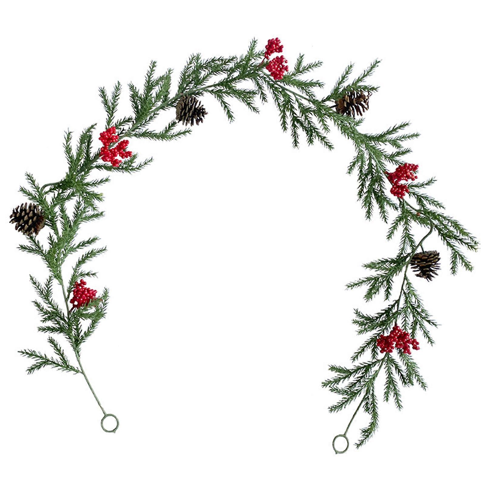 Artificial Rattan with Pine Cone Red Berries Design Realistic Looking Soft Flexible Indoor Artificial Faux Greenery Rattan Decor