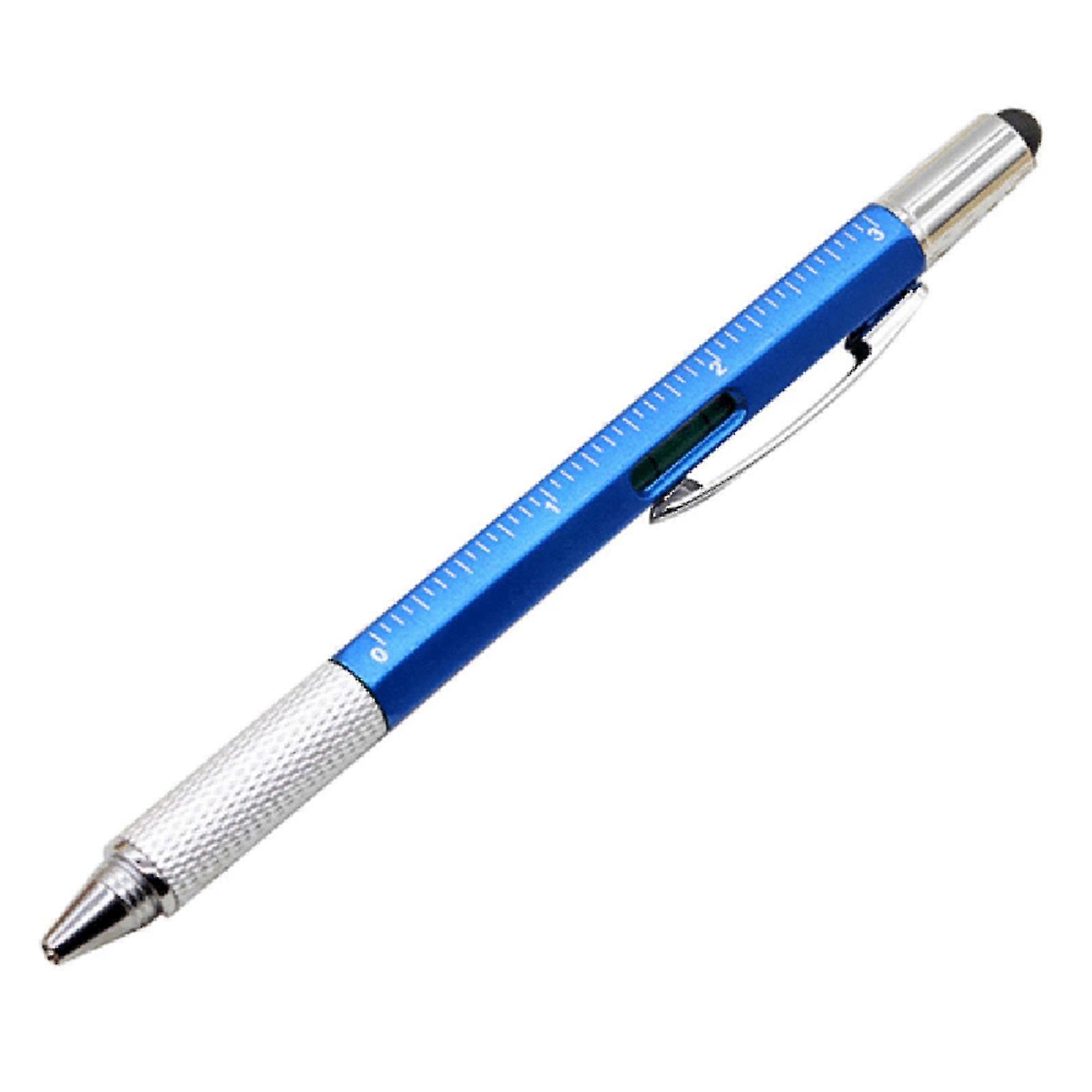 6 In 1 Multi-functional Stylus Pen With Black/blue Refill Tool Tech Ballpoint Pen With Clip Smooth Writing