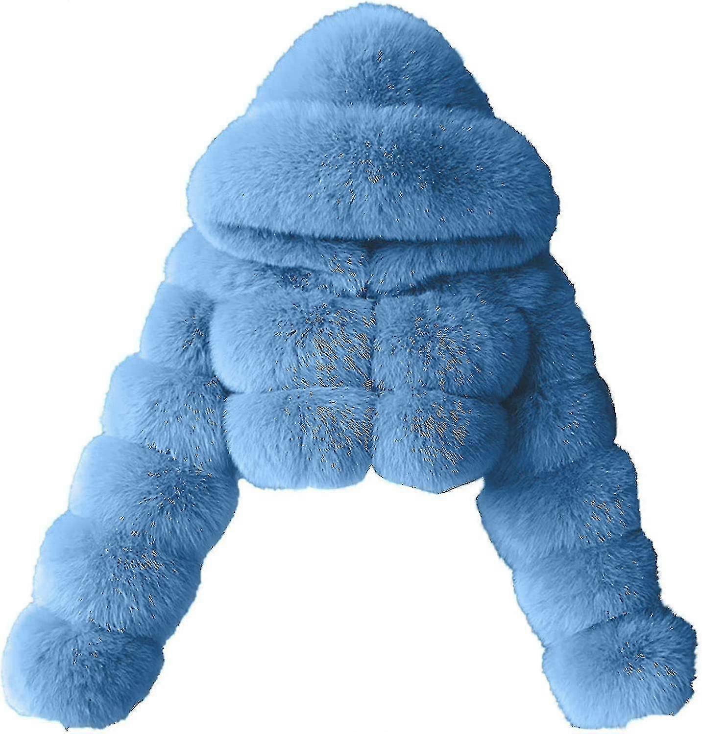 فو معطف الفرو النساء مع هود اقتصاص معاطف فقاعة الصوف قصيرة السترات الدافئة بالإضافة إلى حجم معاطف الشتاء للنساء رائع