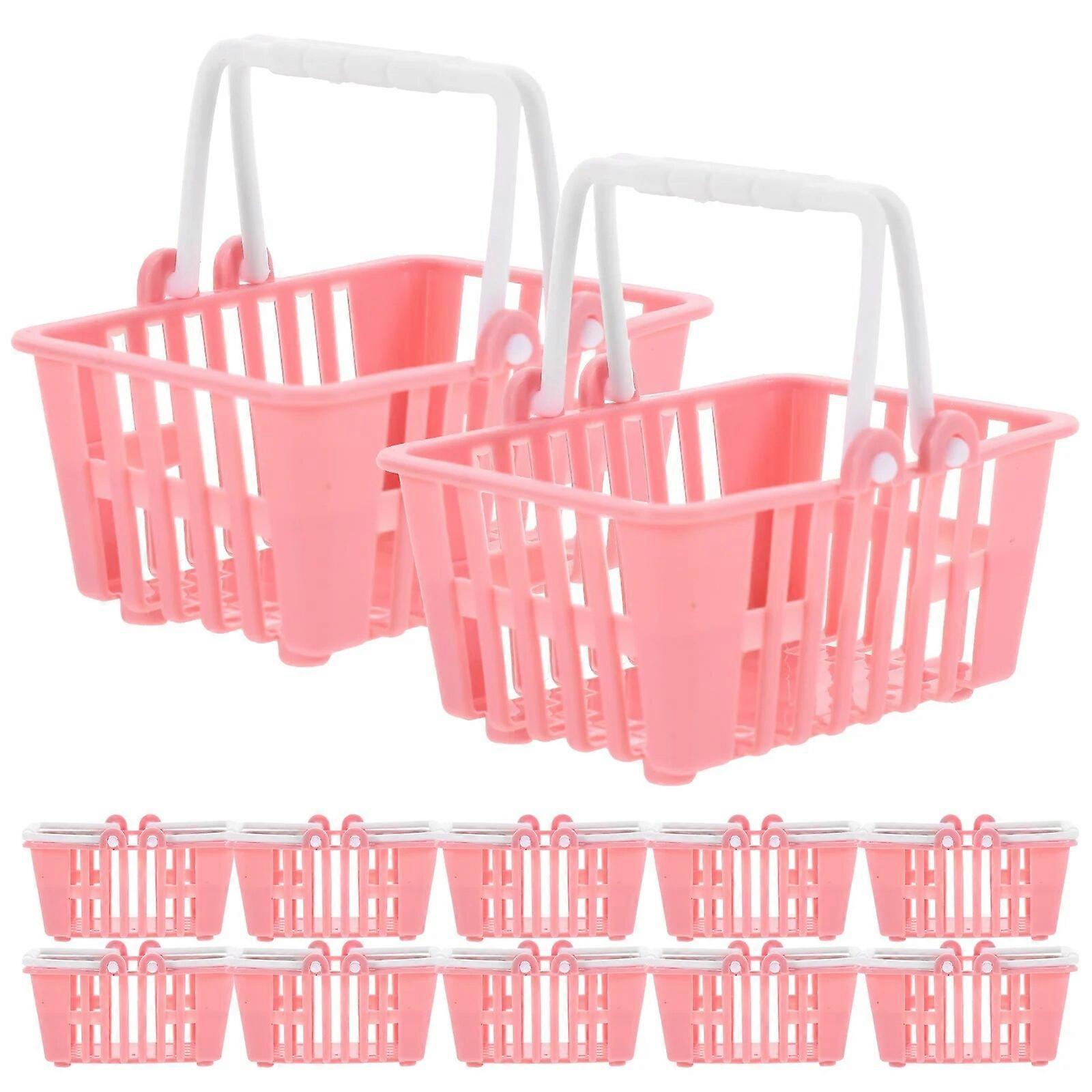 12pcs Kids Shopping Basket Toys Grocery Basket Models Funny Play Ornaments Simulated Food And Game Mini Plastic Shopping Basket
