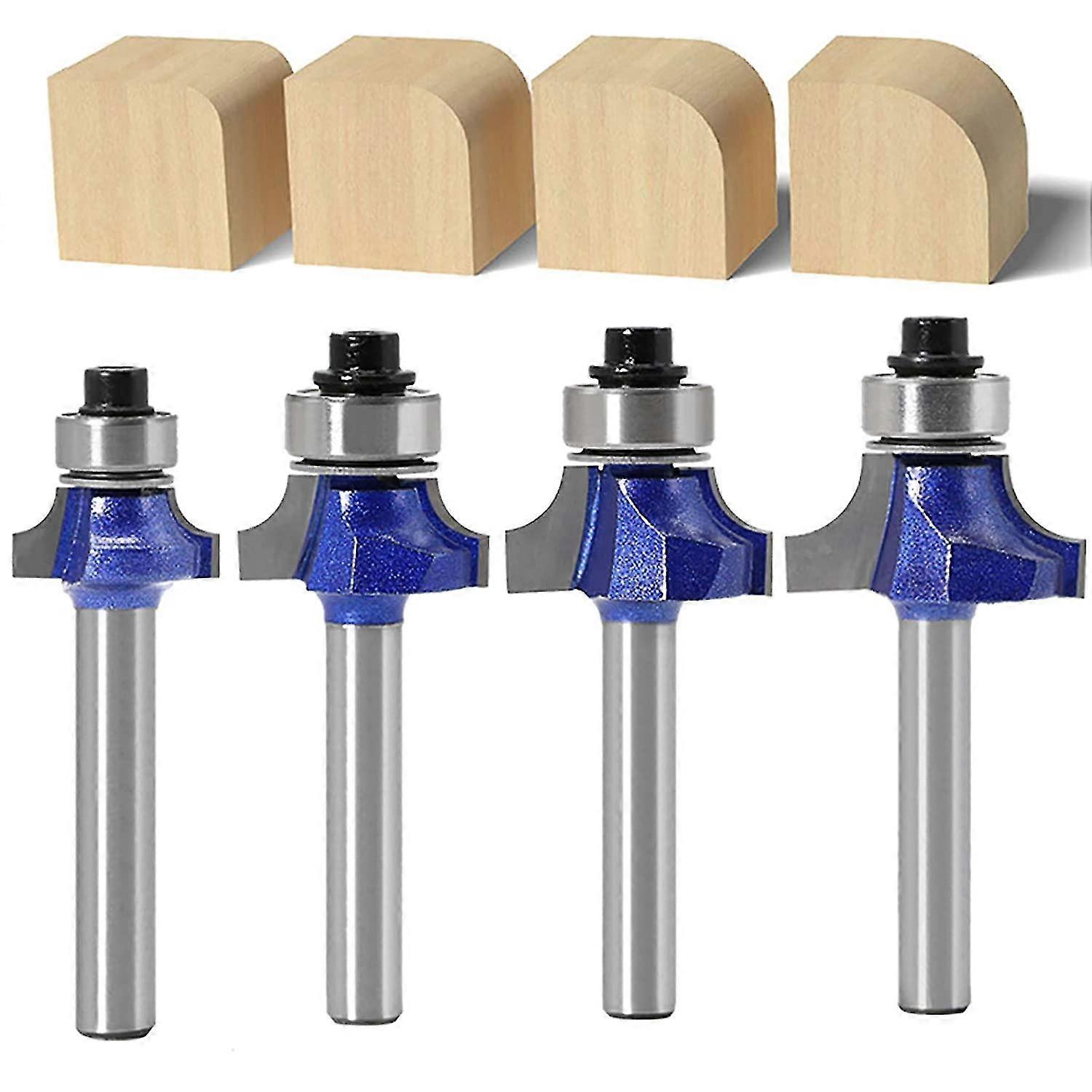 Set of 4 round router bits with 6mm shank