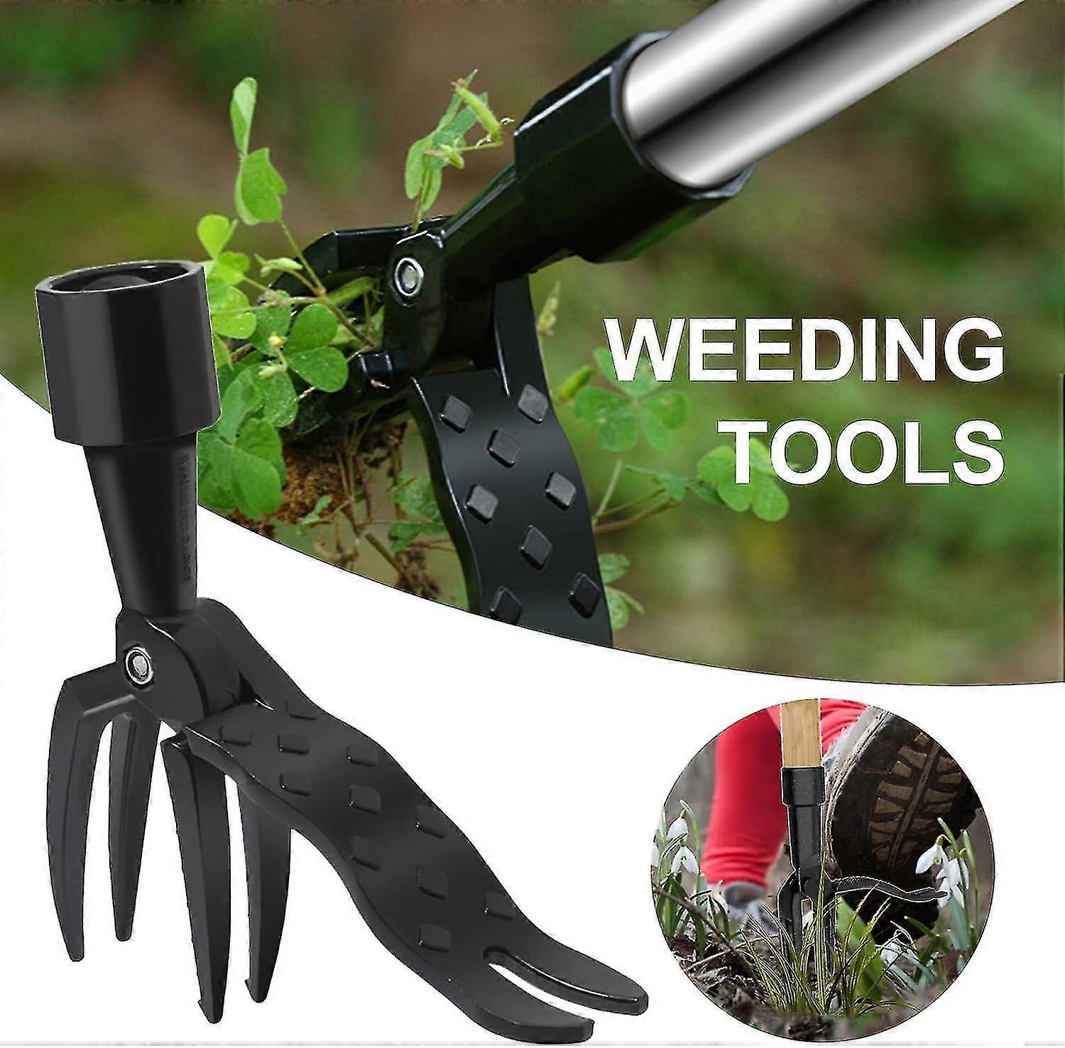 Weed Puller Tool, Stand Up Weeding Tool, Manual Weeder Tool Hand Weed Root Pulling Tool, Detachable Long Handle, Grabber for Garden