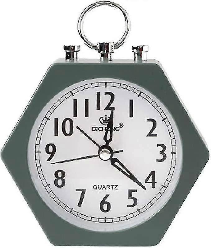 Small Table Clocks Decorative Analog Alarm Clock Hexagon Bedside Table Clock Green A