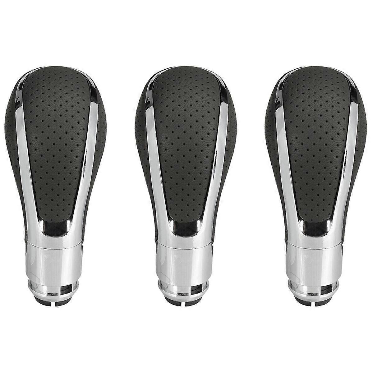 3X Automatic Leather Car Gear Shift Knob Shifter Lever for