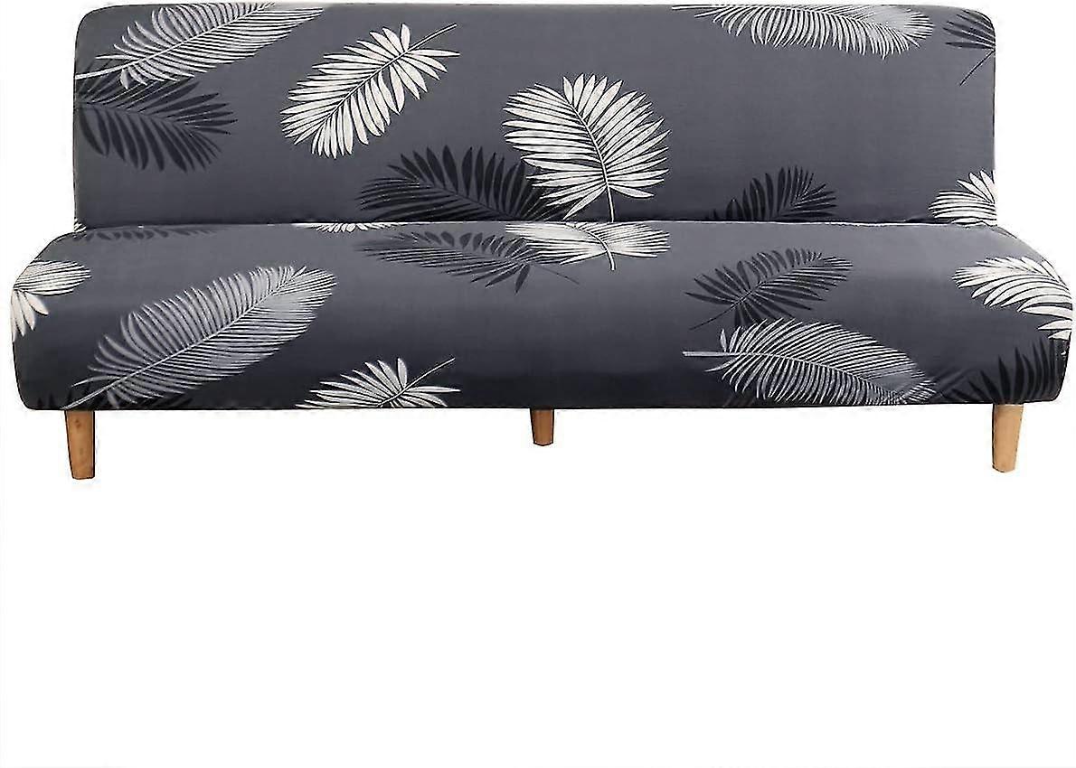 Armless Sofa Cover 3 Seater Stretch Couch Cover All Over Folding Sofa Protector, Universal Non-slip Sofa Towel 160-190cm (leaf Printing)