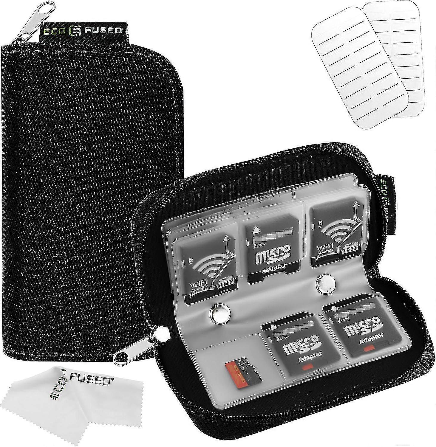 Memory Card Case - Fits Up To 22x Sd, Sdhc, Micro Sd, Mini Sd And 4x Cf - Holder With 22 Slots - Microfiber Cleaning Cloth Included