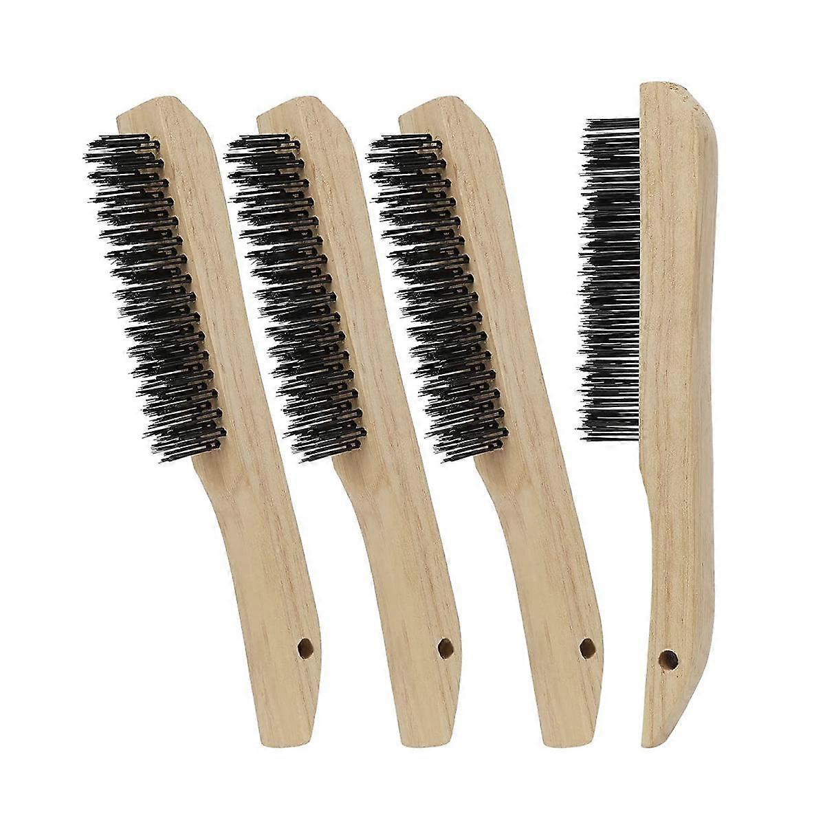 4 Pcs Wire Brushes for Cleaning Welding Slag, Rust and Dust 10 Inch Heavy Duty Carbon Steel Handle