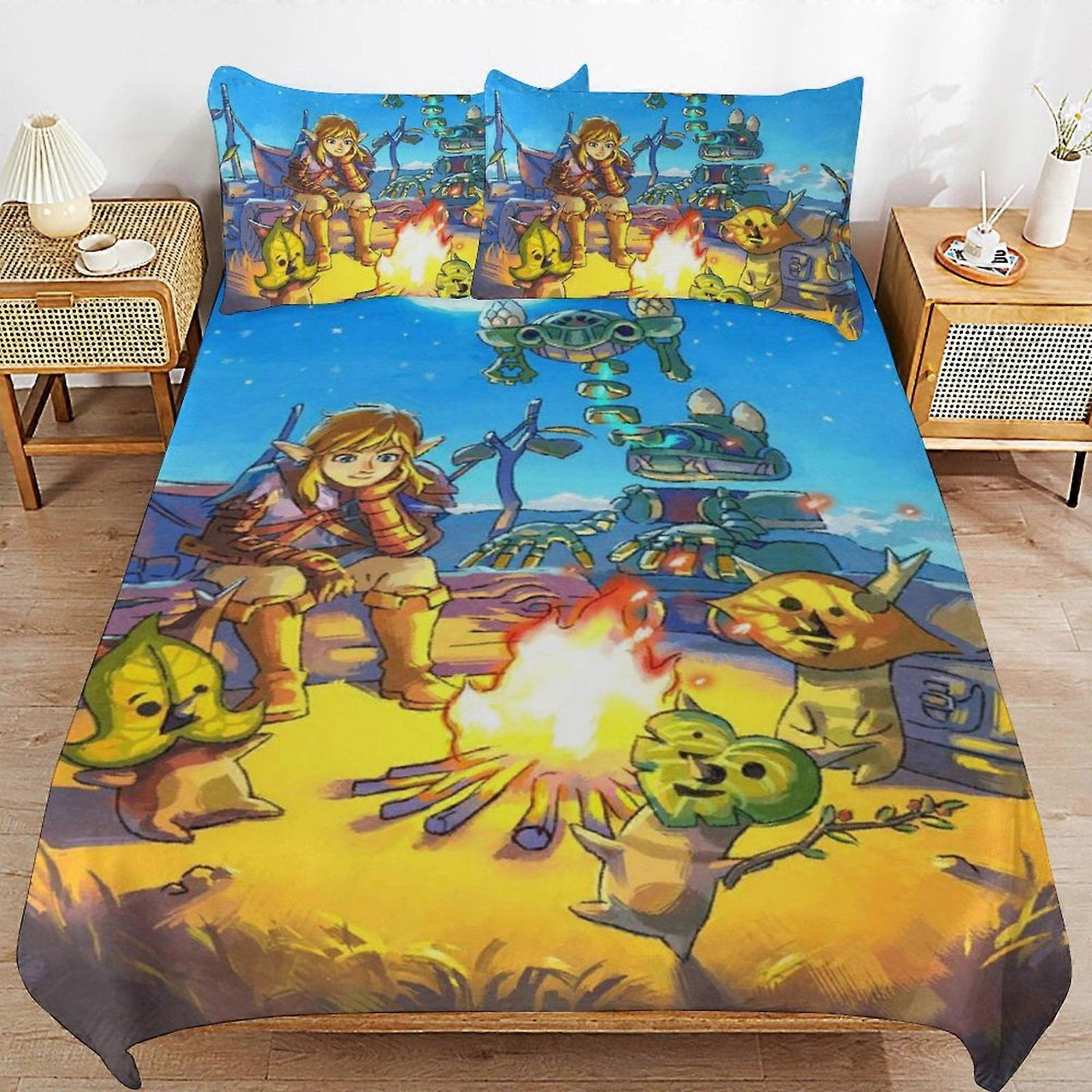 x154 The Legend of Zelda Comforter Set 3 Pieces Quilt Cover Set Soft Bedding Sets for All Seasons (1 Comforter  2 Pillowcases) hb154