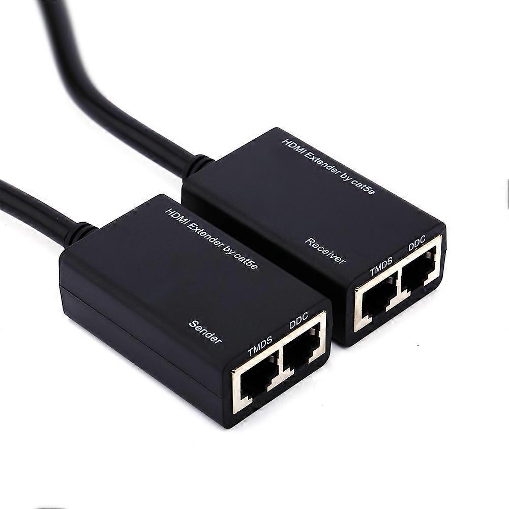 30M HDMI Over RJ45 CAT5e CAT6 LAN Ethernet Balun Extender Repeater Up to 1080P