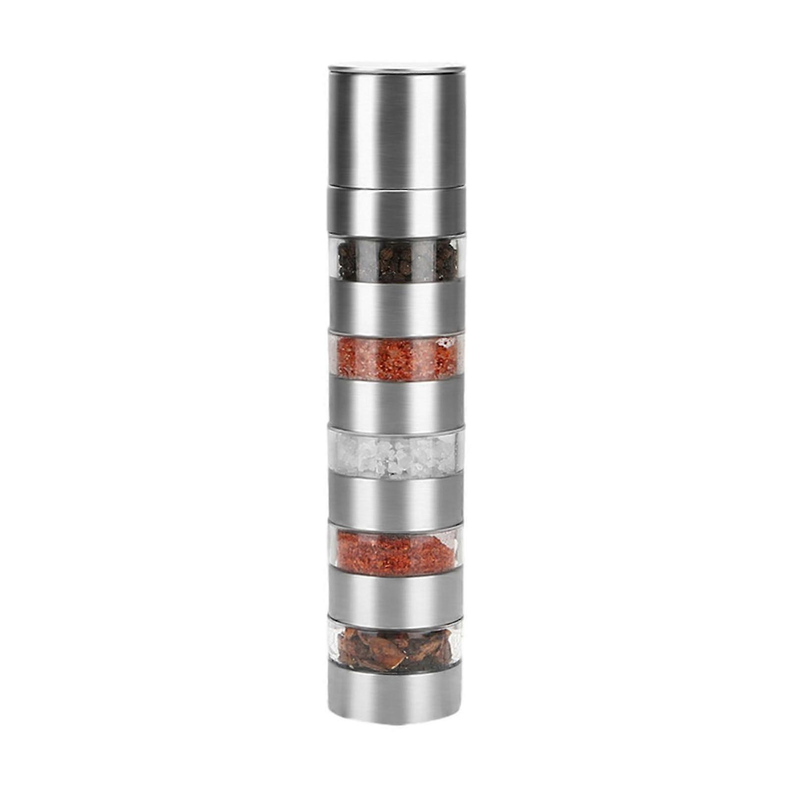 5 in 1 Barbecue Pepper Grinder Stackable Multipurpose Spices Grinding Tool for Camping