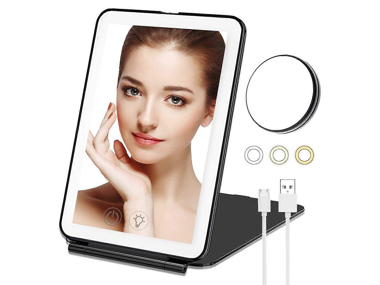 USB Touch Screen Makeup Mirror Cosmetic Mirror with 10PCS Magnifying Black