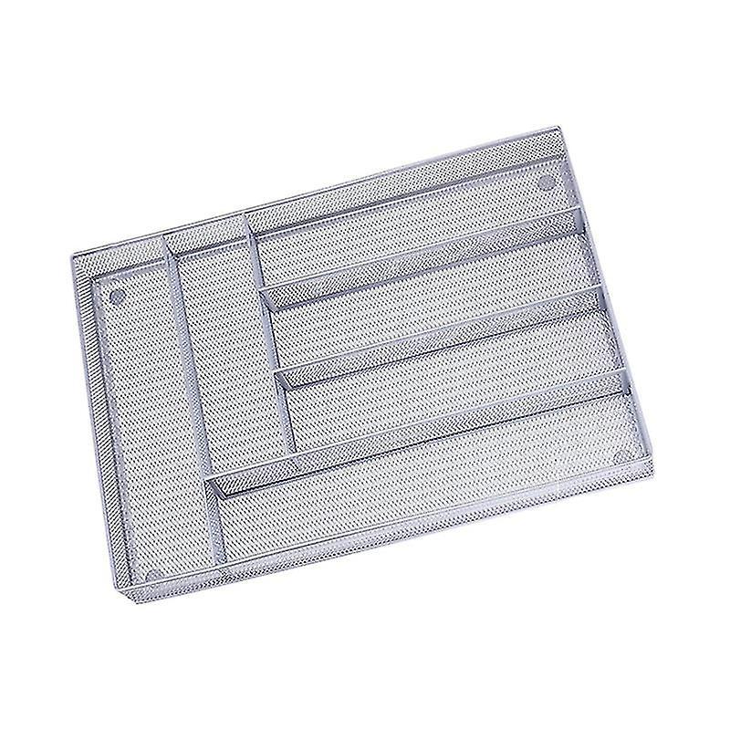 Kitchen Flatware Organizer Tray 6 Compartments, With Non Slip Mat