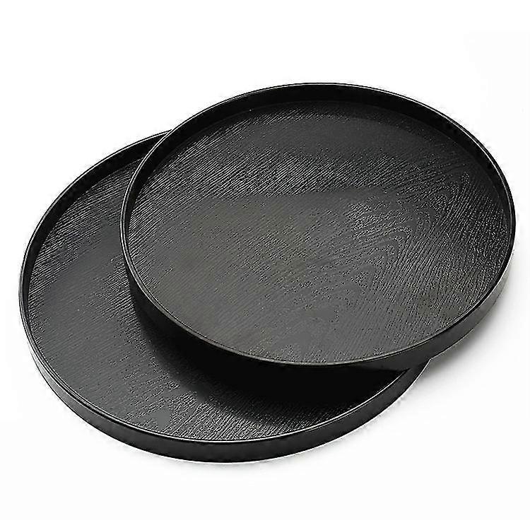 Yaju Round Serving Tray, Anti Slip Tableware And Bar Serving Tray For Drinks, Home Kitchenware, Bars And Restaurants(2pcs, Black)