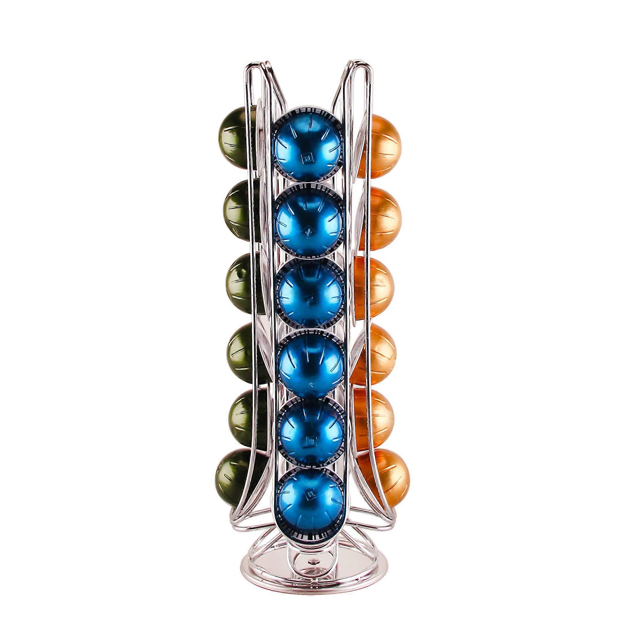 Coffee Capsule Holder, Compatible with Vertuo Pods (24pcs) - Rotating Pod Tower Rack (Vertuo Pods Not included)