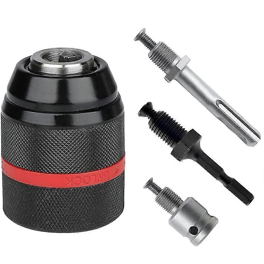 4pcs Metal 1/2-20unf 1.5-13mm Keyless Drill Chuck Hex /sds/socket Female Adaptor Hardware Tool Dril
