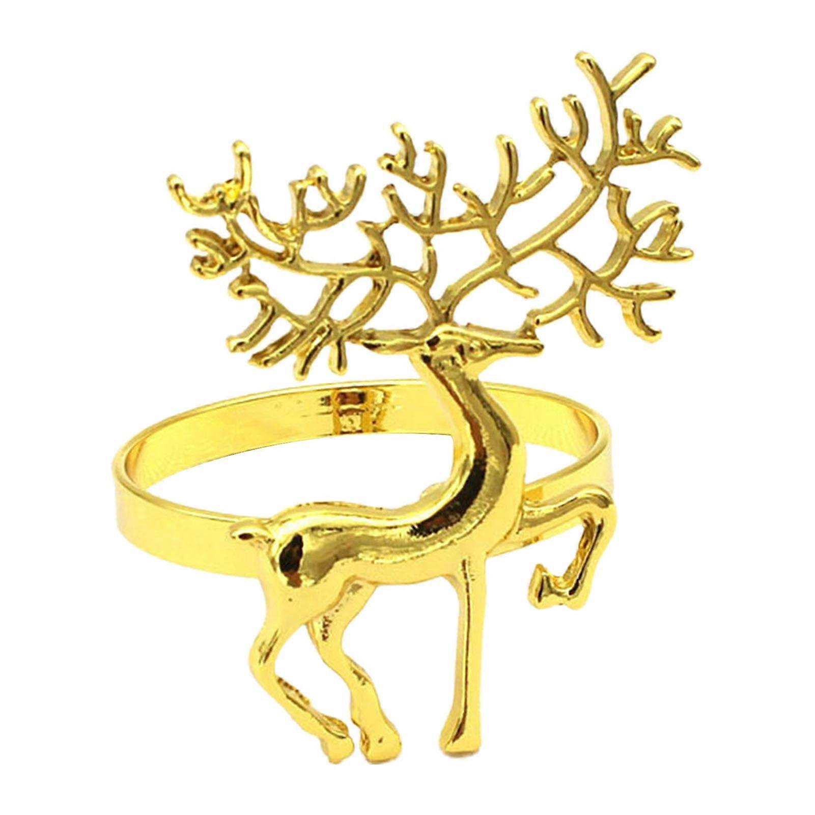 Napkin Ring Christmas Deer Pattern Sturdy Alloy Wedding Center Napkin Circle for Bar KAESI