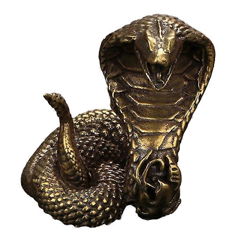 Cobra Statue Ornament Zodiac Snake Miniature Figurines Copper Desktop Craft KAESI