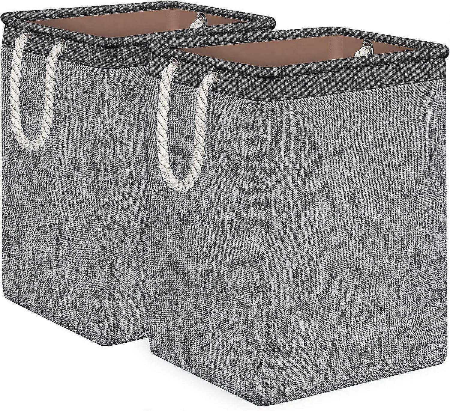 Laundry Baskets 2 Pack Foldable Clothes Baskets Portable Clothes Hamper Built-in Lining