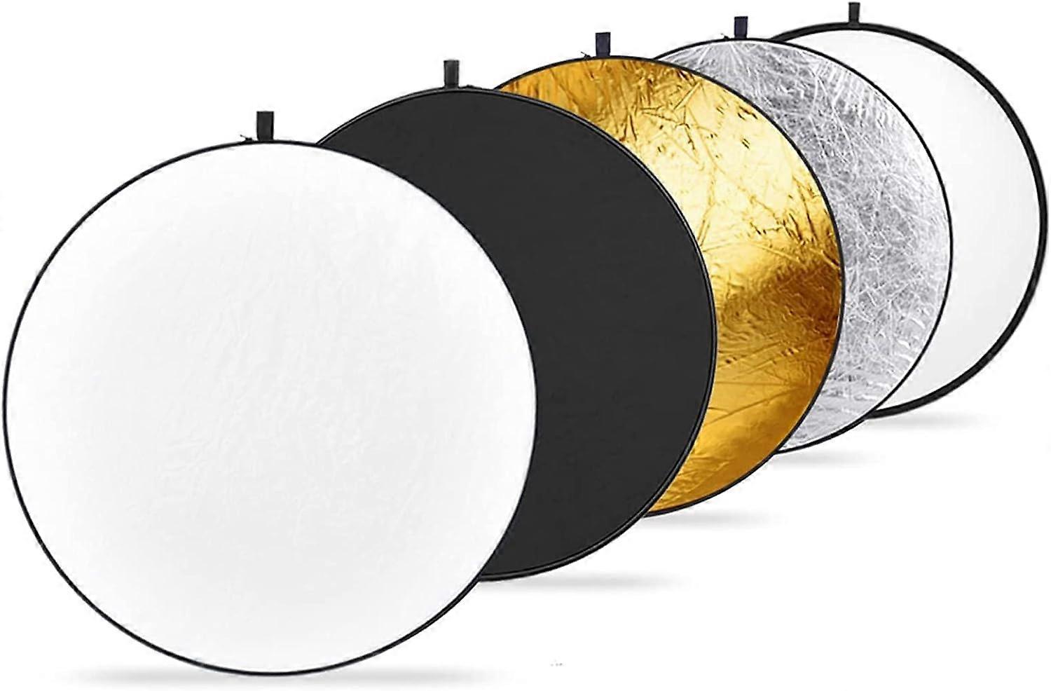 Portable 5 in 1 60x60cm / 22x22" Translucent, Silver, Gold, White and Black Detachable Multi Disc Light Reflector for Studio or Any Photography Situat