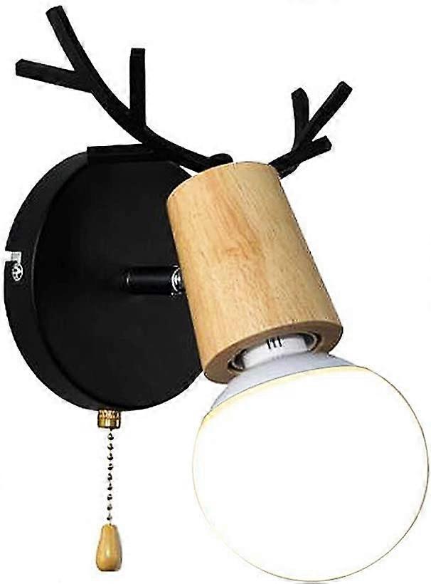 Nordic Deer Antlers Shape Wall Sconce w/ Pull Chain Switch E27,No Bulb
