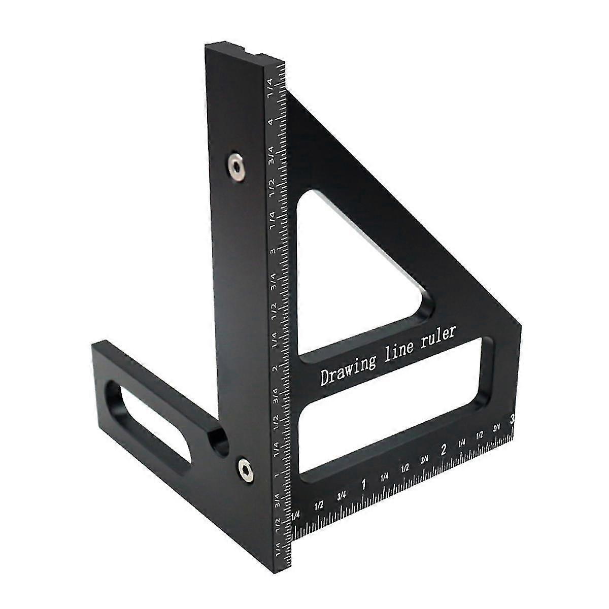 Snekker Square Aluminium Miter Triangle Linjal Precision Hole Scriber Trebearbeiding firkant gradskive 45/90 grader-svart