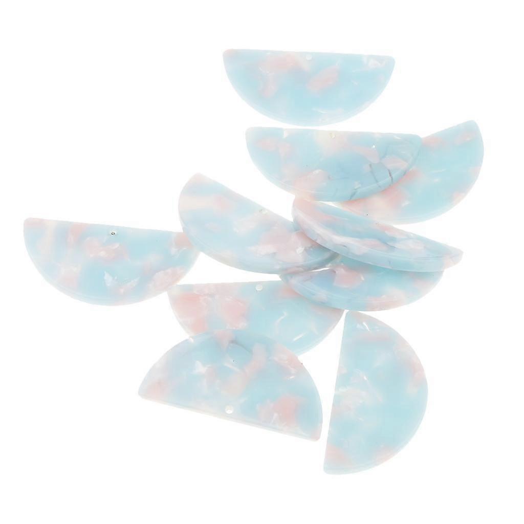 10pcs Acetate Acrylic Half Round Geometric Pendant for DIY Beads Light Blue