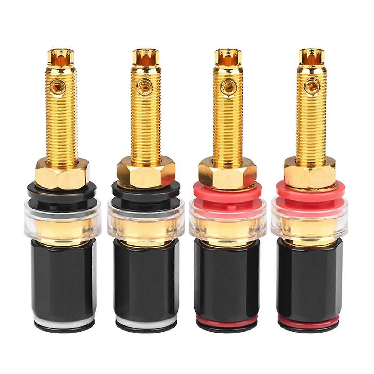 4Pcs Hifi Speaker Terminal Binding Post Pure Copper Gold Plated Amplifier Connector for Female Bana