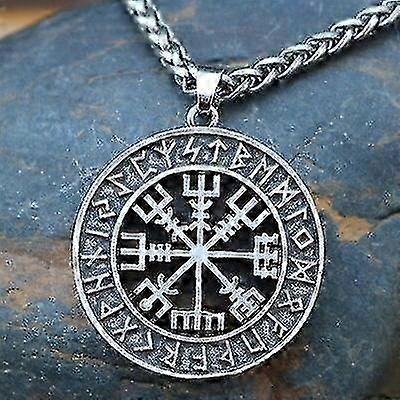 Viking İzlanda Vegvisir Miğferi Korku Rün Çember Kolye Viking Rünleri Vegvisir Pusula Rün Muskası Kolye