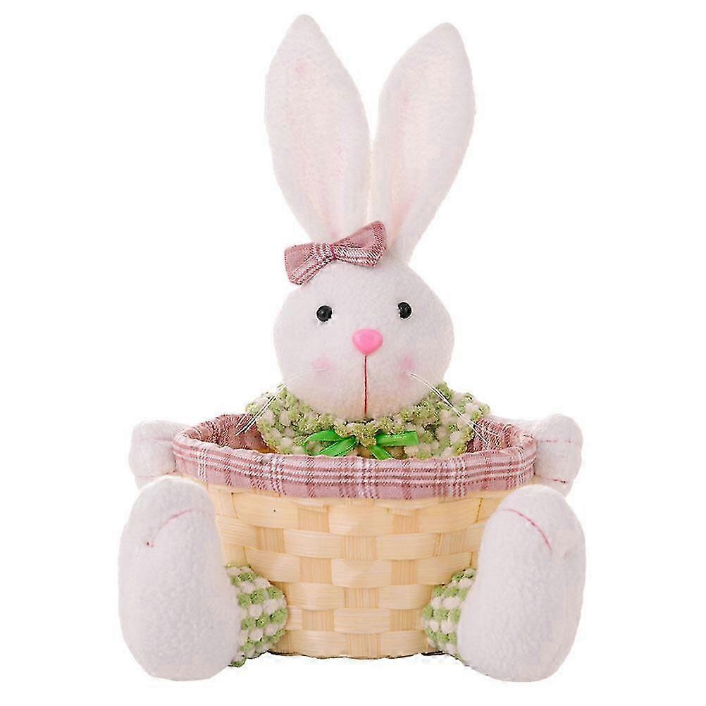 Easter Candy Basket with Bunny Figurine Egg Storage Basket Candy Container Easter Party Decor