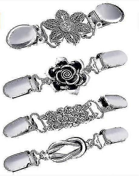 4 件套复古毛衣披肩夹女式正装衬衫胸针夹