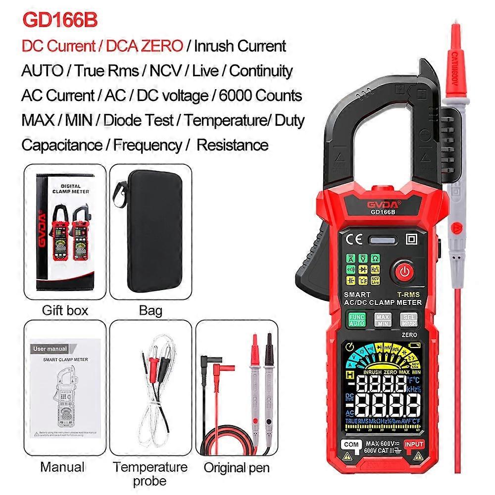 GVDA Digital Clamp Meter Multimeter Auto Range True RMS NCV DC AC Voltage Inrush Current Temperature Tester Automatic Voltmeter