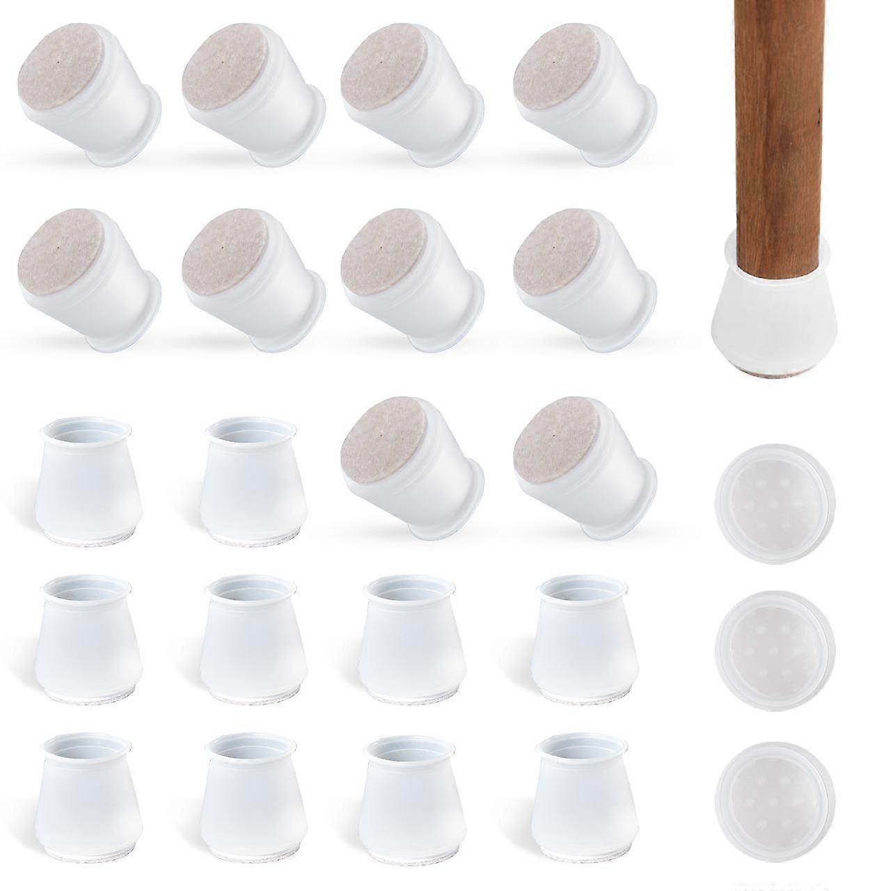 מגיני רצפה לרגל כיסא סיליקון -24pcs כיסוי הגנה סיליקון לרהיטים, כובעי רגליים לרהיטים עם רפידות לבד נגד החלקה, להזיז רהיטים בשקט 1.