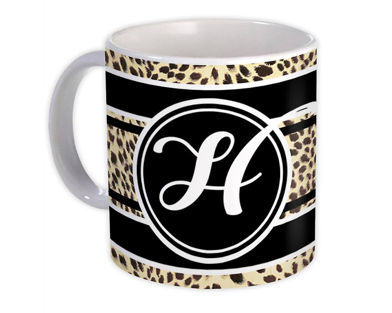 Gift Mug: Monogram Letter H Cheetah