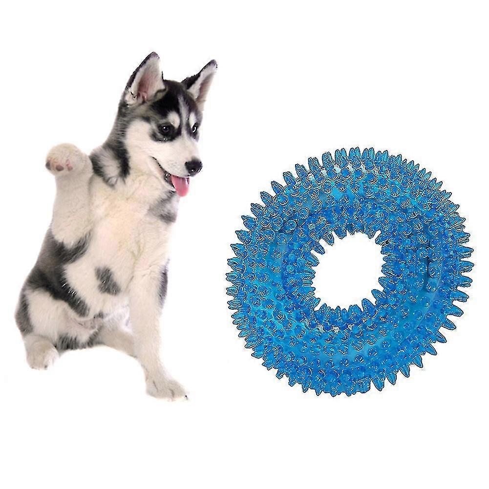 Funny Pet Dog Cat Thorn Circle Ring Squeak Chew Training Sound Interactive Toy