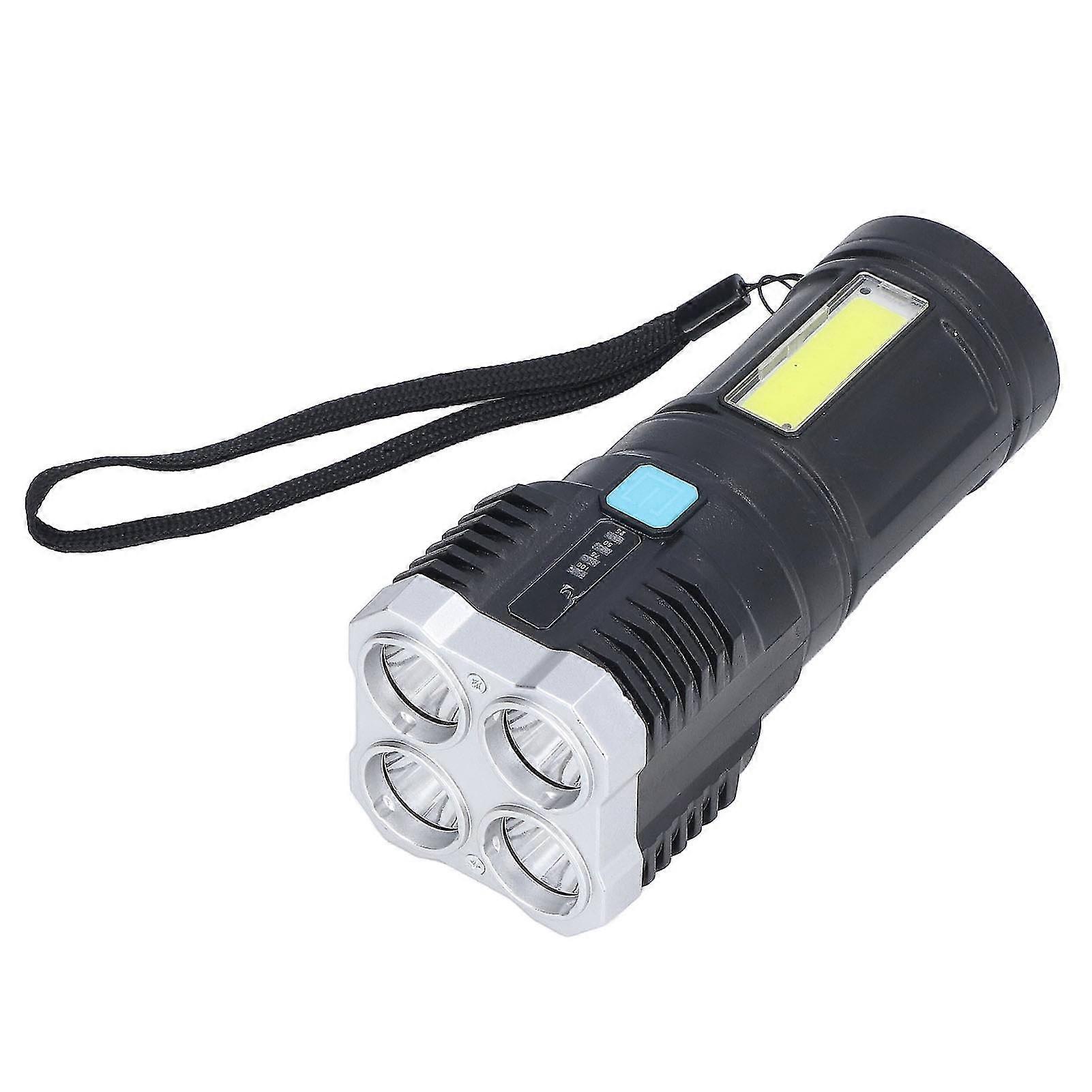 Quad Core Bright Led Flashlight Usb Rechargeable Outdoor Multi Functional Spotlight With Battery Indicator
