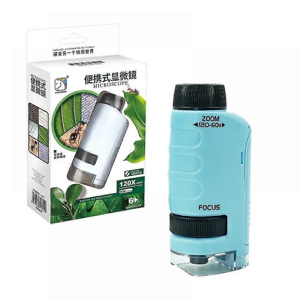Miniscope Kids,60-120x Pocket Microscope, Portable Microscope, Handheld Microscope, Led Lighted Pocket Microscope For Scientific Exploring , Students
