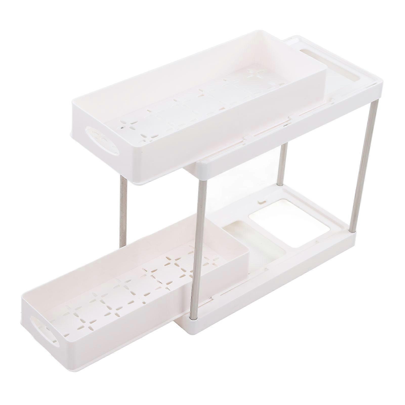 Double Layer Under Sink Organizer Sliding Pull Out for Kitchen Bathroom Laundry Room White