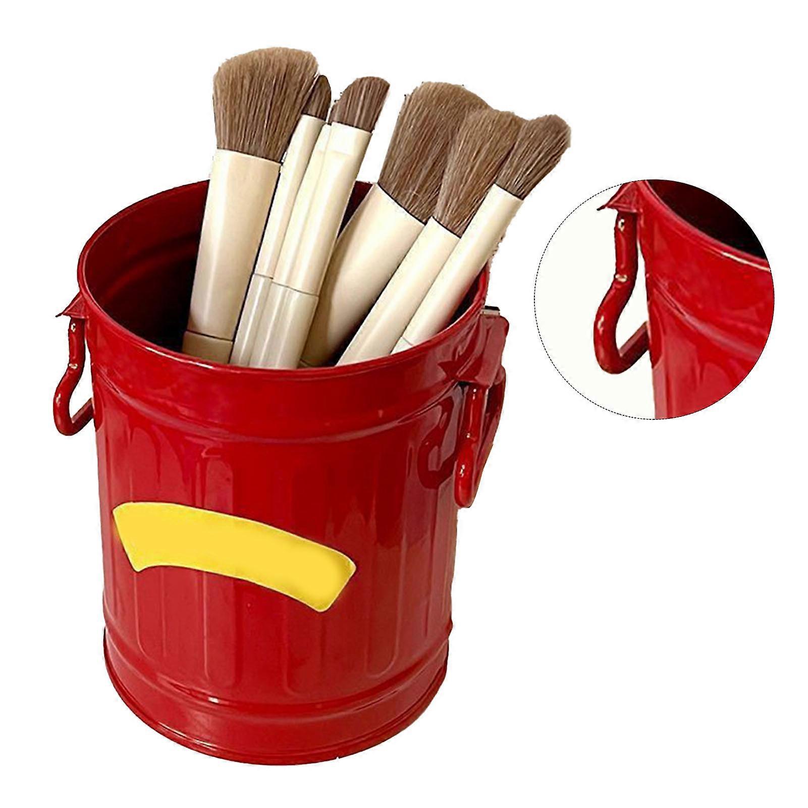 Red Metal Large Capacity Cute Practical Office Desk Pen Holder Free Size